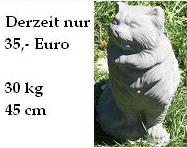 Langhaarkatze Skulptur Figur aus weissem Beton