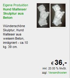 Hund Malteser aus Beton