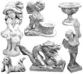 Gartenfiguren, Gartenskulpturen - Kinder, Vasen, Drachen aus Beton